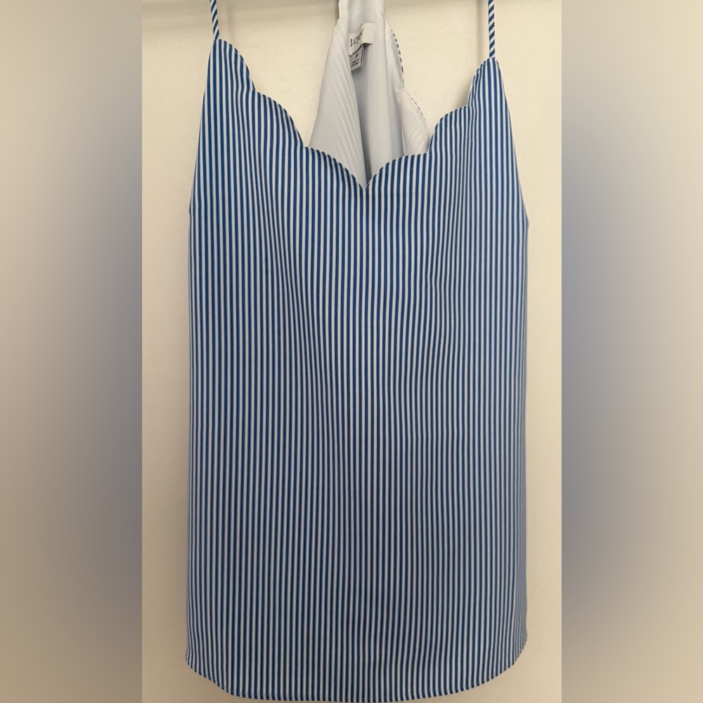 J. Crew Blue and White Striped Cami Top Sz 6.